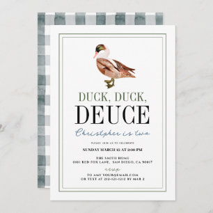 Invitación Duck Duck Deuce Classic Boy 2º cumpleaños