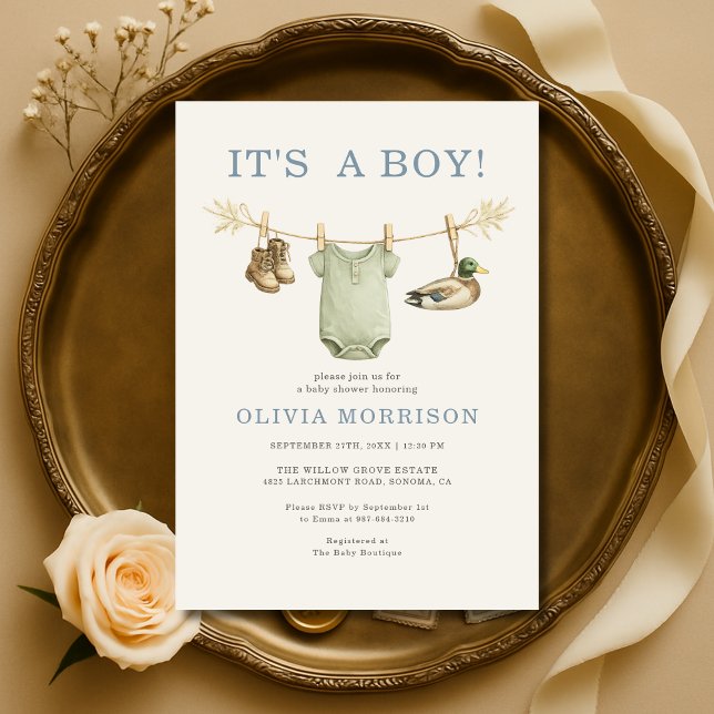 Invitación Duck Hunting It's a Boy Clothesline Baby Shower (Subido por el creador)