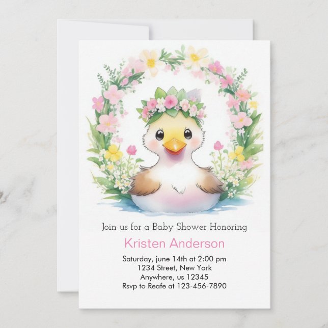 Invitación Duckling Dreamscape: Chica Baby Shower (Anverso)