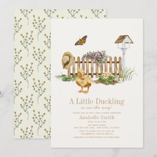 Invitación Duckling Watercolor Garden Chica Baby Shower