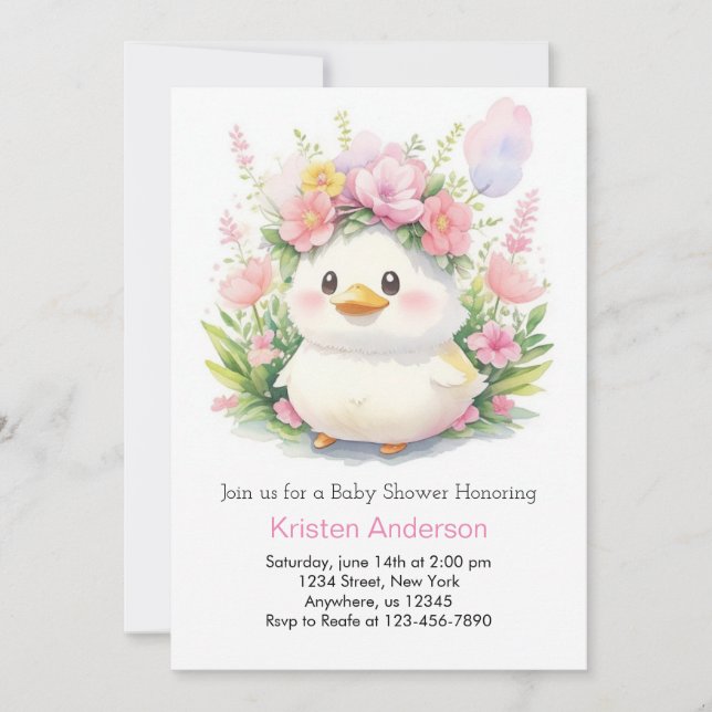 Invitación Ducklings en una ducha de bebé (Anverso)
