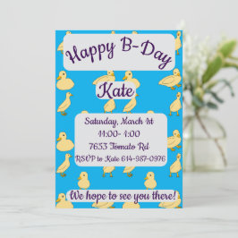 Invitación Ducklings Happy Birday