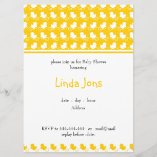 invitación ducky amarilla de la fiesta de