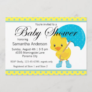 Invitación Ducky con el Baby Shower del paraguas