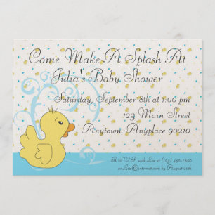 Invitación Ducky de Baby Shower del chapoteo de
