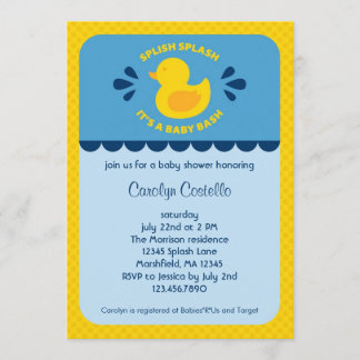 Invitación Ducky de goma de Baby Shower