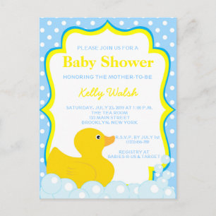 Invitación Ducky de goma de Baby Shower