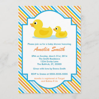 Invitación Ducky de goma de Baby Shower - unisex,
