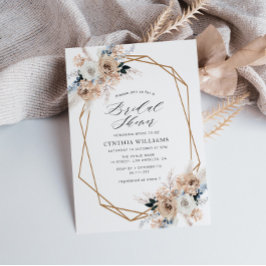Invitación dudoso pampas azul césped beige ducha de novia