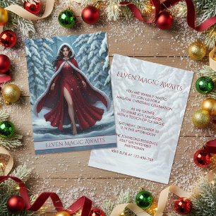 Invitación Duende de Navidad de Rojo en Fiesta de Bosque Inve