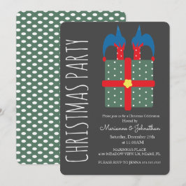 Invitación Duende de Navidad moderno en fiesta de regalo de v