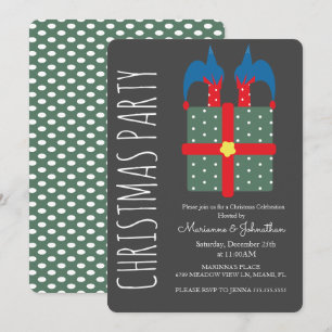 Invitación Duende de Navidad moderno en fiesta de regalo de v