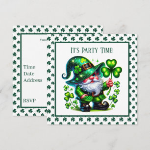 Invitación Duende de patrón de mosaico de trébol genial