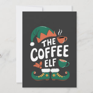 Invitación Duende del café Navidad Divertido Cafeína Amantes