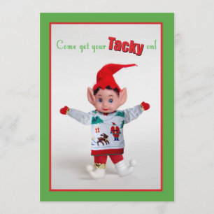 Invitación Duende divertido del navidad del suéter de la