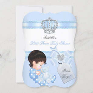 Invitación Duende Príncipe Baby Shower Osito Juguete Lindo Ni