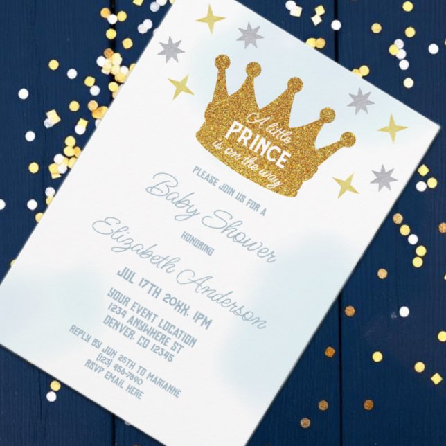 Invitación Duendecillo Príncipe Chorro de Bebé Niño (Subido por el creador)