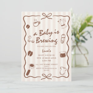 Invitación duendecito Baby Is Brewing Retro café Baby Shower