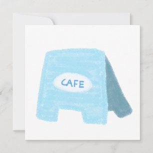 Invitación Dueño de Café Barista Letrero de Acera Azul
