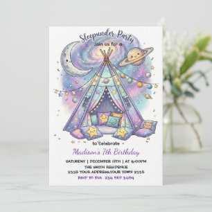 Invitación Duerme Bajo Fiesta de Cumpleaños de Sleepover Boho