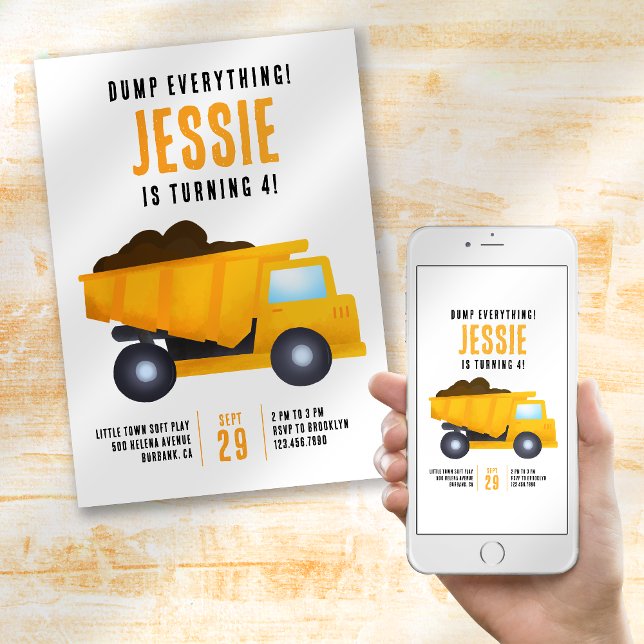 Invitación ¡Duerme todo! Fiesta de cumpleaños de construcción (Subido por el creador)