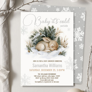 Invitación Duérmete, Conejito Bebé, Hace Frío Afuera, Baby Sh