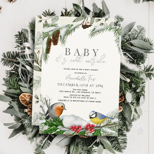 Invitación Duérmete es Frío Fuera Aves Invierno Baby Shower