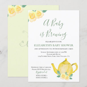 Invitación Duérmete Mi Niño Tetera Amarilla Baby Shower