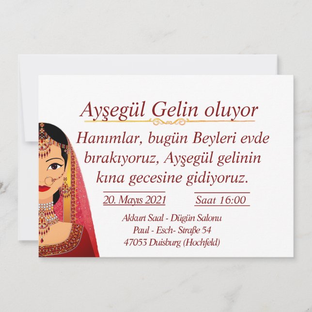 Invitación Dügün kina (Anverso)