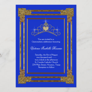 Invitación Dulce 15 Quinceanera de la tiara del oro de los