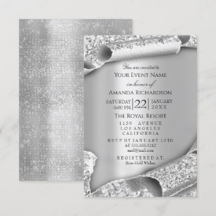 Invitación Dulce 16ª Boda de novia 3D Rosa Plata