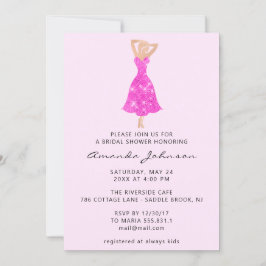 Invitación Dulce 16ª ducha de novia Chispa de vestir rosa