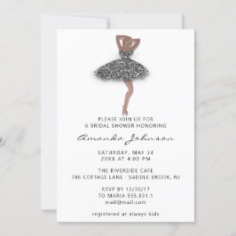 Invitación Dulce 16ª ducha de novia vestido de plata blanco
