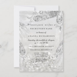 Invitación Dulce 16ª ducha de novia Vestido de plata gris rea