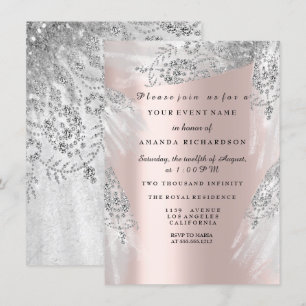 Invitación Dulce 16ª ducha de novia vestido de plata Rosa rea