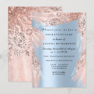 Invitación Dulce 16ª ducha de novia Vestido de Rosa real azul