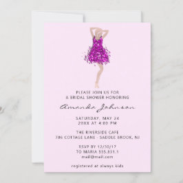 Invitación Dulce 16ª ducha de novia vestido Purpurina rosa