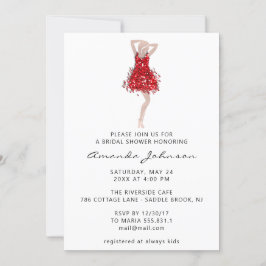 Invitación Dulce 16ª ducha de novia Vestido rojo blanco
