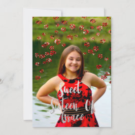 Invitación Dulce 16ª Elisabeth Gris Rojo Perforaciones de Pla