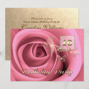 Invitación Dulce 16ª fiesta de cumpleaños de rosa