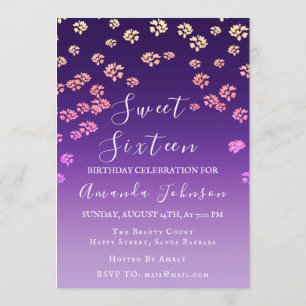 Invitación Dulce 16ª Flor Real Ombre Púrpura Foto