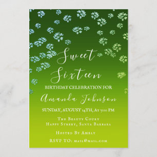 Invitación Dulce 16ª Flor Royal Ombre Greenery Photo