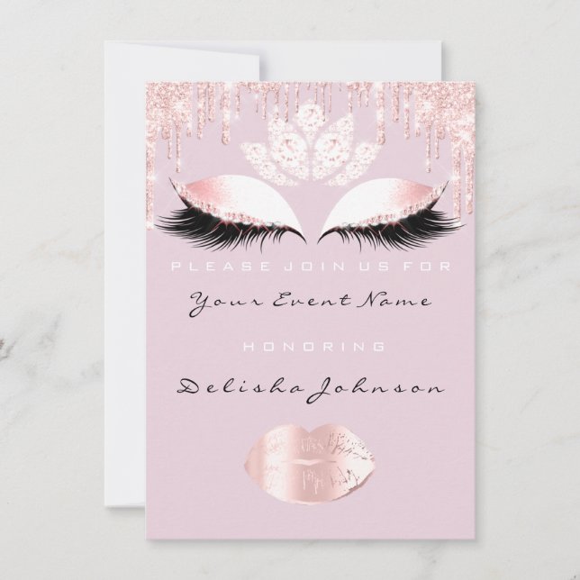 Invitación Dulce 16ª gasa Princesa Real Rosa Quinceanera (Anverso)