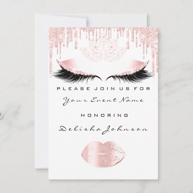 Invitación Dulce 16ª gasa Princesa Real Rosa Quinceanera (Anverso)