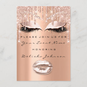 Invitación Dulce 16ª Purpurina Rosa de maquillaje de novia Co