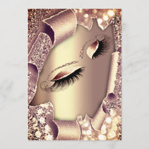 Invitación Dulce 16ª ROSA de ducha de novia MAKEUP ORO