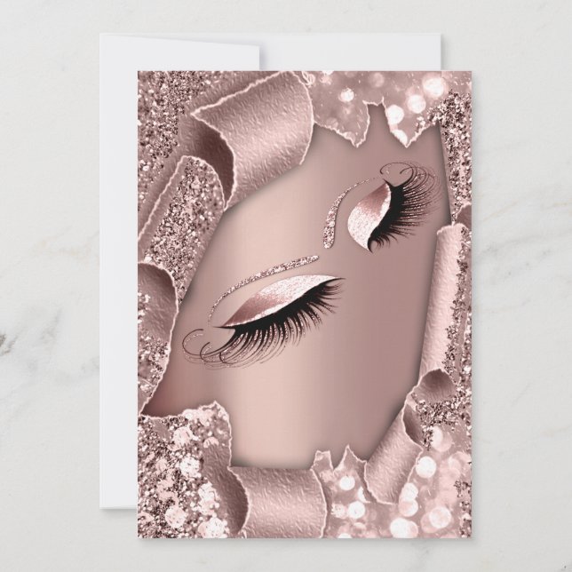 Invitación Dulce 16ª ROSA de ducha de novia PINK MAKEUP (Reverso)