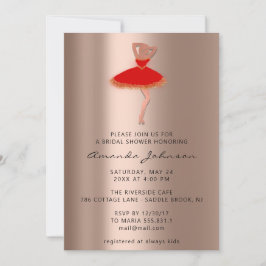 Invitación Dulce 16ª Rosa de ducha de novia Vestido rojo oro