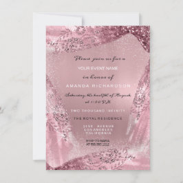 Invitación Dulce 16ª Rosa de Vestido de Diamante de Novias Ma