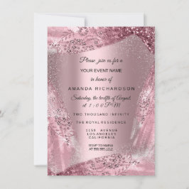 Invitación Dulce 16ª Rosa de Vestido de Diamante de Novias Qu